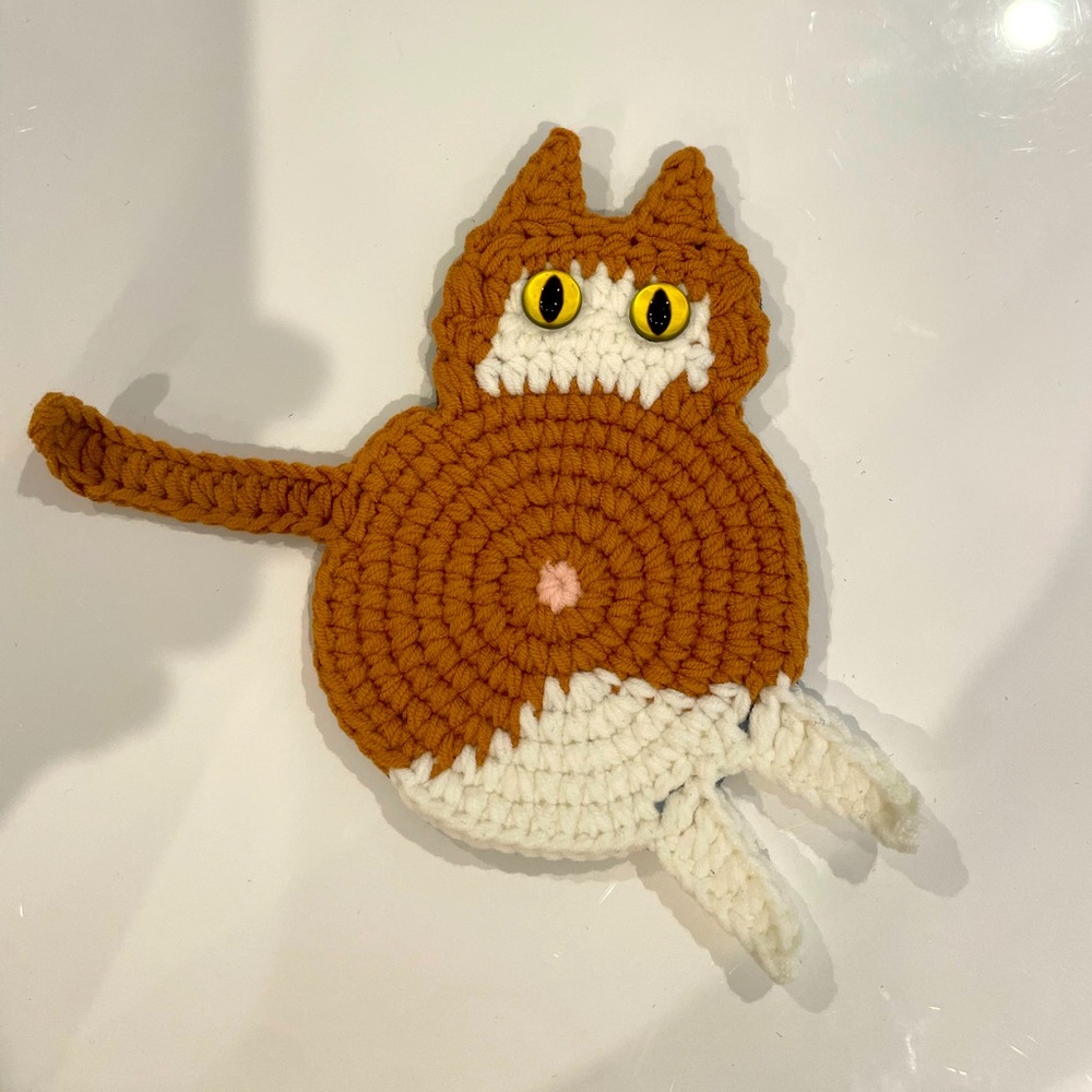 NEW Handcrafted crochet cat coaster